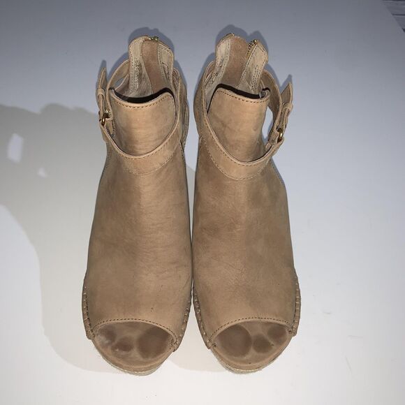 UGG Shoes Womens 9.5 Jolina Tan Wedge Sandals Espadrille Ankle Zip 1010994 - Picture 4 of 10